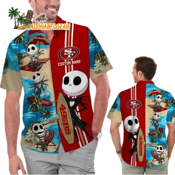 San Francisco 49ers Jack Skellington Hawaiian Short Sleeve 1
