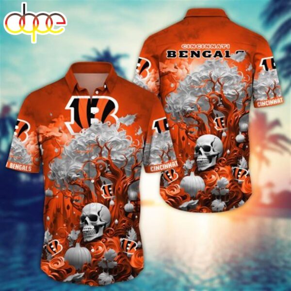 Cincinnati Bengals Halloween Skull Pumpkin – NFL Hawaiian 1