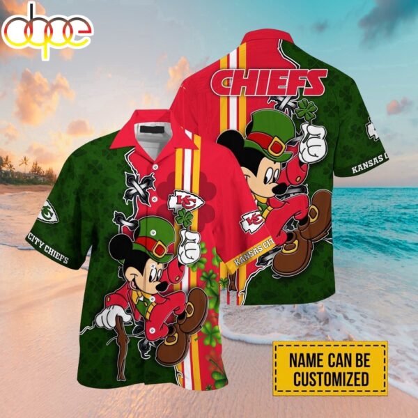 Custom Name NFL Kansas City Chiefs Mickey Mouse Tropical Hawaiian Shirt 1