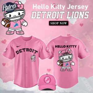 Detroit Lions Hello Kitty Pink NFL Baseball Jersey