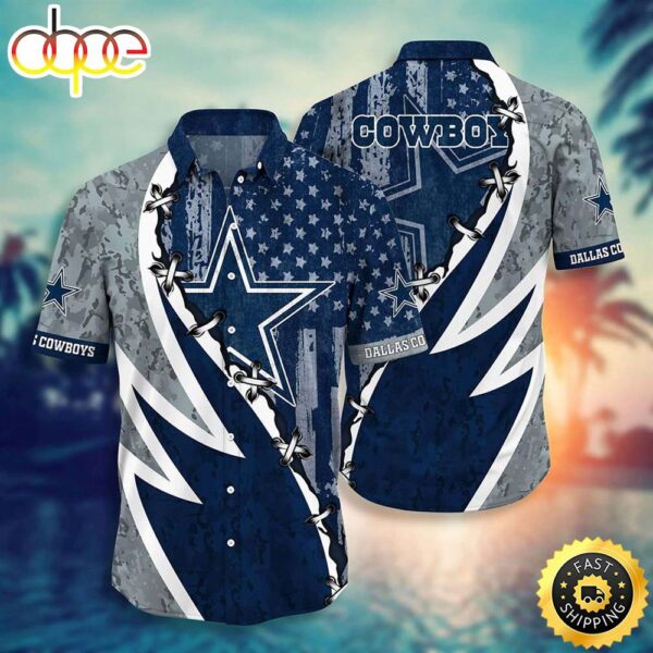 NFL Dallas Cowboys Graphic American Flag Print This Summer Best Gift For Fans Hawaiian 1