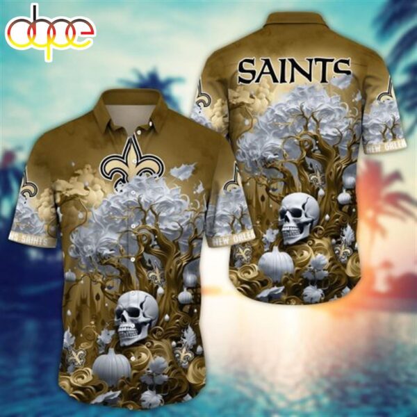New Orleans Saints Halloween Skull Pumpkin – NFL Hawaiian 1