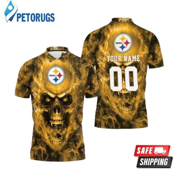 Pittsburgh Steelers Nfl Fan Skull Personalized Polo 1