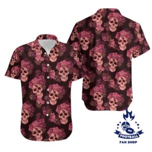Arizona Cardinals Mystery Skull And Flower Hawaiian Shirt, NFL Hawaiian Shirt_1