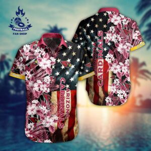 Arizona Cardinals NFL Aloha Flag Flower Hawaiian Shirt