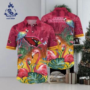 Arizona Cardinals NFL Flamingo And Flower Aloha Hawaiian Shirt