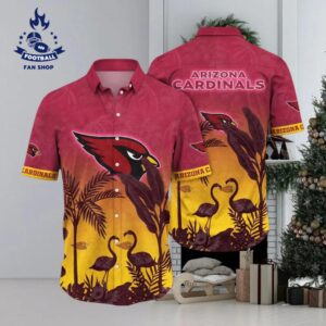 Arizona Cardinals NFL Flamingo And Flower Funny Hawaiian Shirt