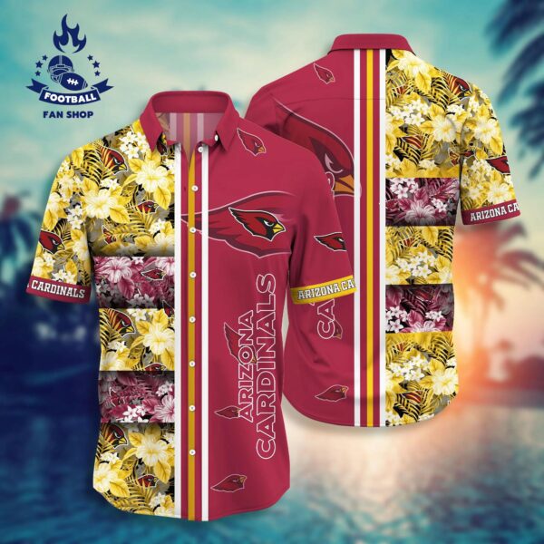 Arizona Cardinals NFL Lines Flowers Hawaiian Shirt NFL Hawaiian Shirt 1