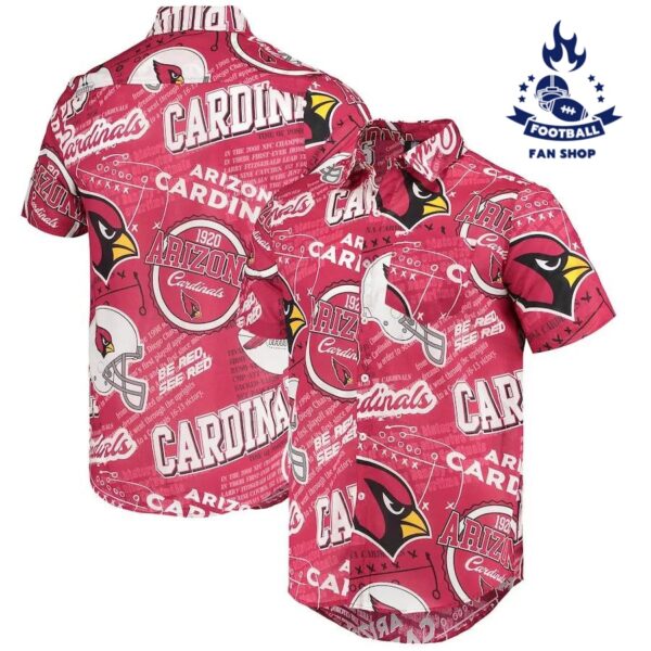 Arizona Cardinals NFL Logo Art Pattern Hawaiian Shirt NFL Hawaiian Shirt 1