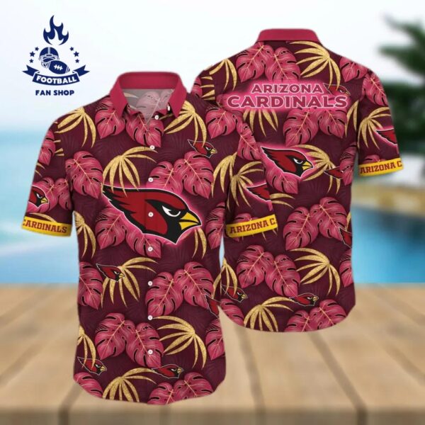 Arizona Cardinals NFL Palm Leaves Pattern Summer Aloha Hawaiian Shirt NFL Hawaiian Shirt