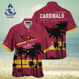 Arizona Cardinals NFL Palm Leaves Pattern Summer Hawaiian Shirt