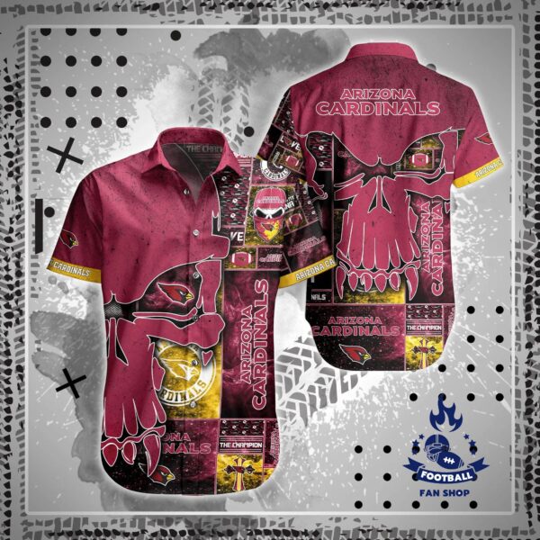 Arizona Cardinals NFL Skull Style Hawaiian Shirt NFL Hawaiian Shirt