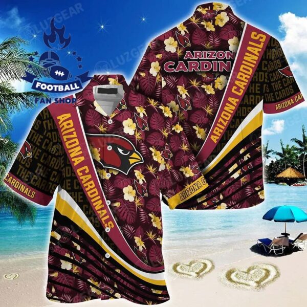 Arizona Cardinals Nfl Football With Tropical Flower Pattern Hawaiian Shirt NFL Hawaiian Shirt 1