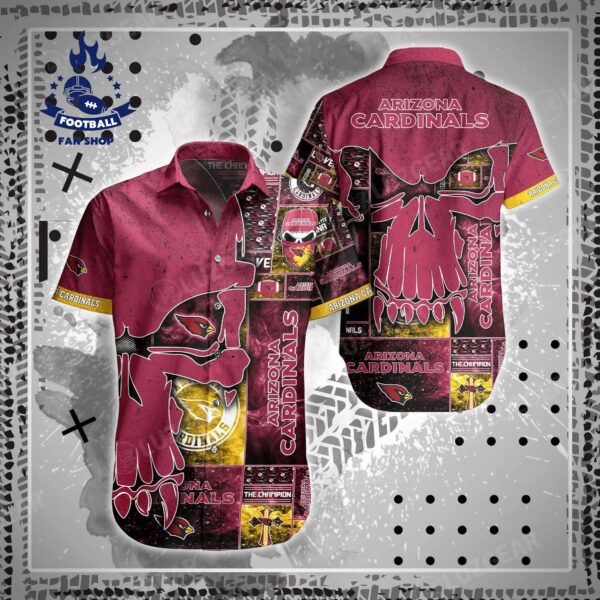Arizona Cardinals Nfl Hawaiian Shirt Skull Printed 3D New Trend Summer For Best Fans NFL Hawaiian Shirt 1