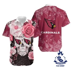 Arizona Cardinals Skull Nfl Gift For Fan Hawaiian Graphic Print Short Sleeve Hawaiian Shirt