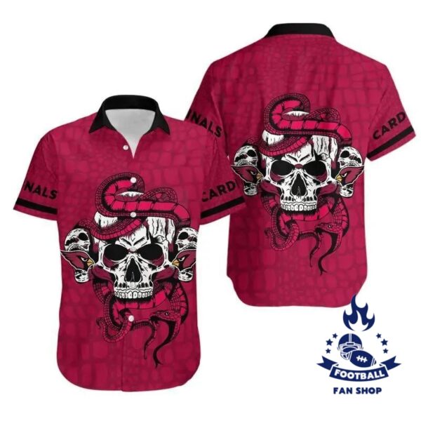 Arizona Cardinals Snake And Skull Hawaii Shirt And Shorts Summer Collection NFL Hawaiian Shirt 1