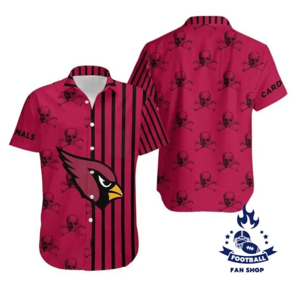 Arizona Cardinals Stripes And Skull Hawaii Shirt Summer Collection NFL Hawaiian Shirt