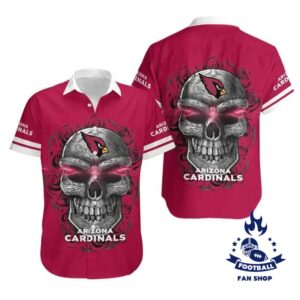 Arizona Cardinals Sugar Skull Nfl Gift For Fan Hawaiian Graphic Print Short Sleeve Hawaiian Shirt