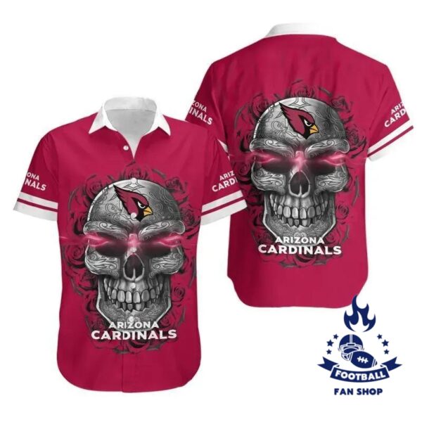 Arizona Cardinals Sugar Skull Nfl Gift For Fan Hawaiian Graphic Print Short Sleeve Hawaiian Shirt
