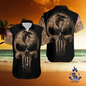 Atlanta Falcons NFL Camouflage Skull Pattern Hawaiian Shirt