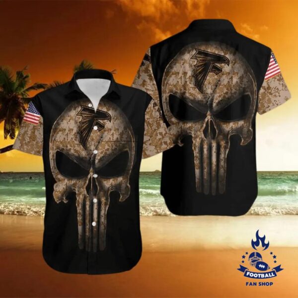 Atlanta Falcons NFL Camouflage Skull Pattern Hawaiian Shirt NFL Hawaiian Shirt