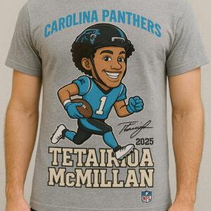 Carolina Panthers NFL Football Tetairoa McMillan Caricature Signature 2025 TShirt