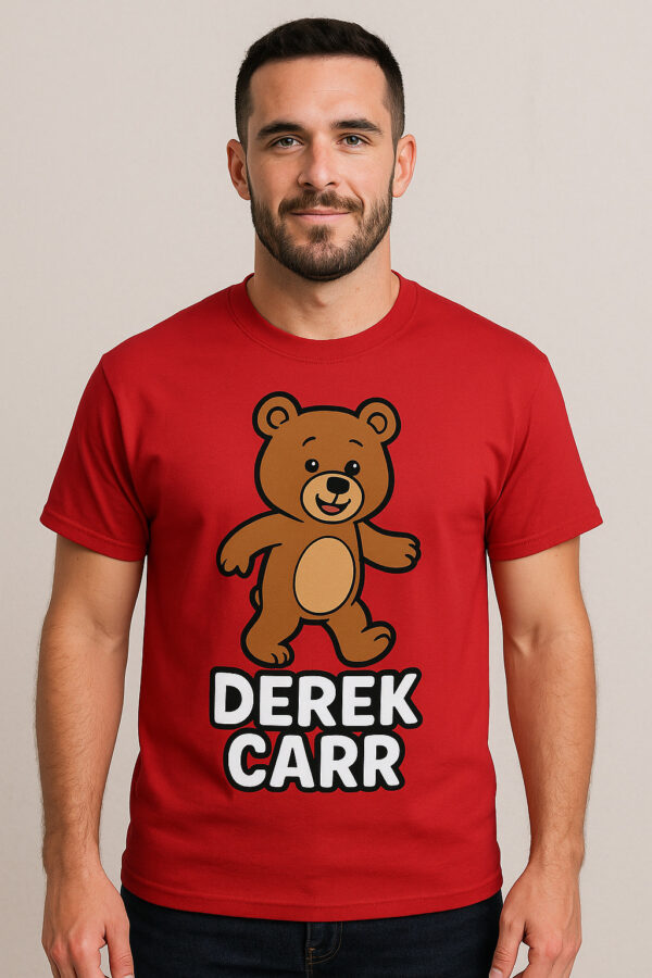 Cartoon Bear Red ft Derek Carr player NFL shirt