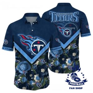 Tennessee Titans Hawaiian Shirt Navy Blue Floral Paradise