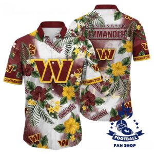 Washington Commanders Hawaiian Shirt Tropical Floral Paradise