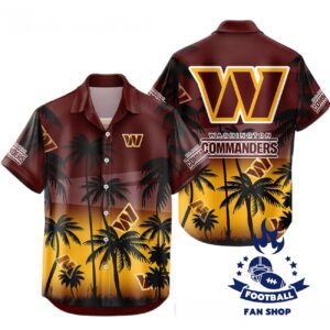 Washington Commanders Sunset Paradise Vibes Hawaiian Shirt