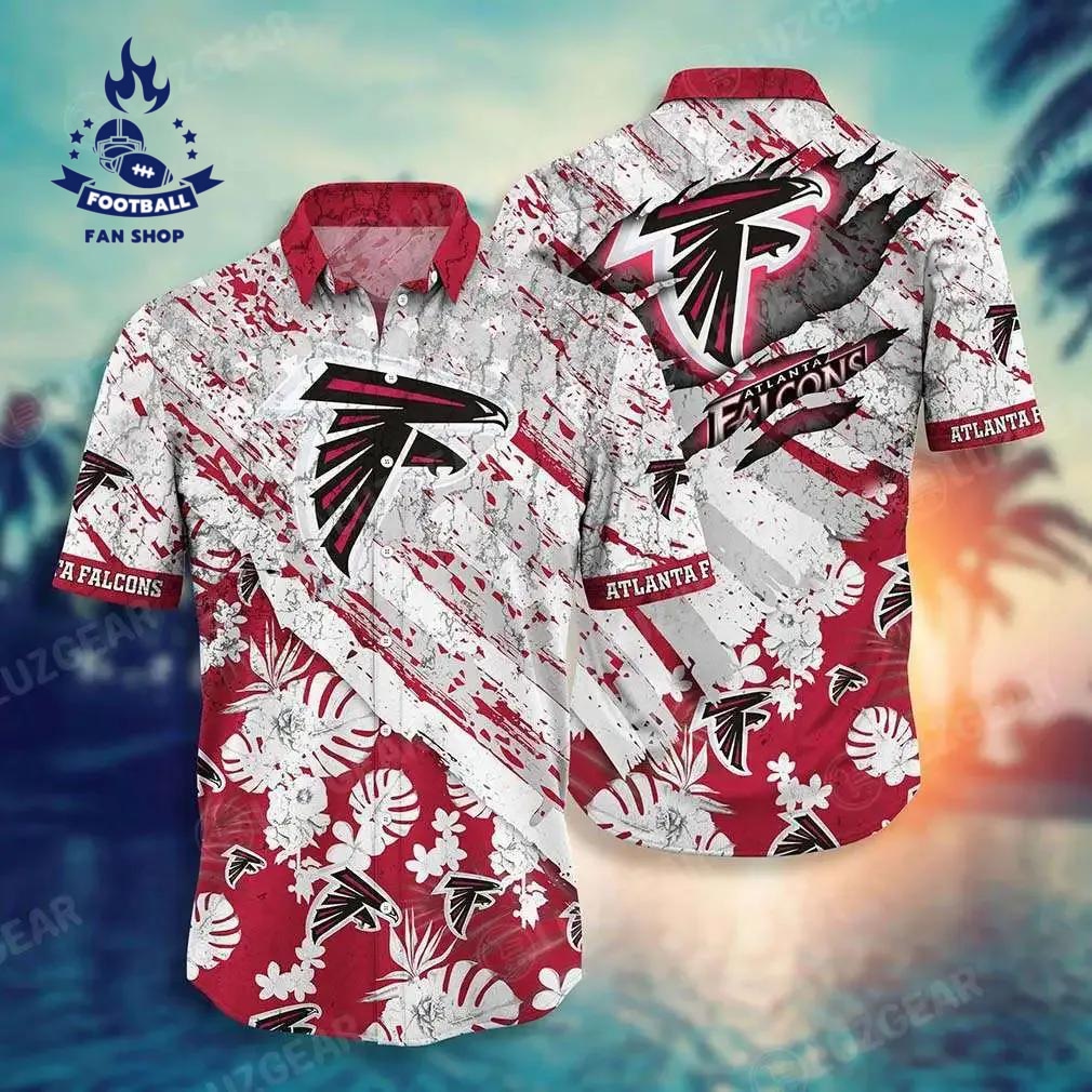 Atlanta Falcons Nfl Hawaiian Floral Print American Flag Beach Shirt Short Style Hot Trending Summer
