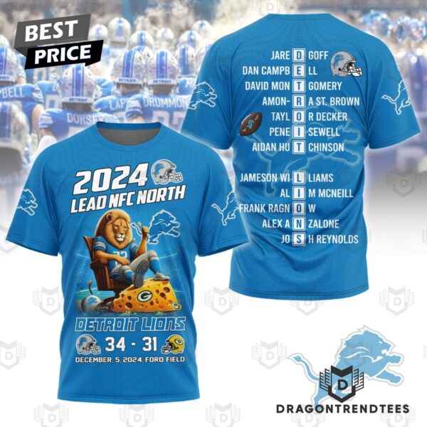 2024 Lead Nfc North Detroit Lions 3D TShirt 1