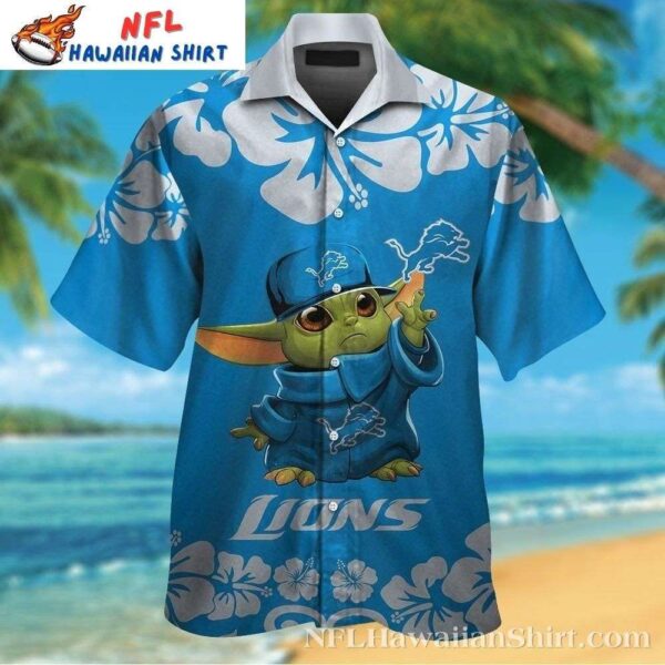 Baby Yoda Hibiscus Detroit Lions Hawaiian 1