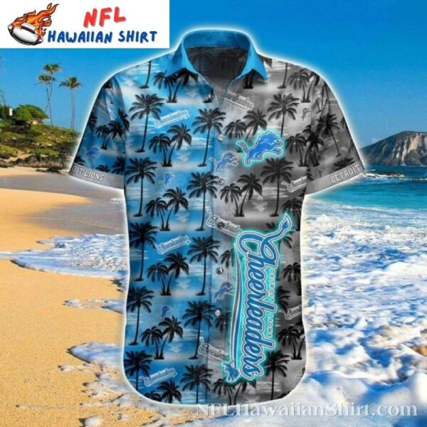 Beachside Palm Shadows Detroit Lions Hawaiian 1