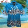 Bold Blue Detroit Lions Hibiscus Hawaiian Tropical 1