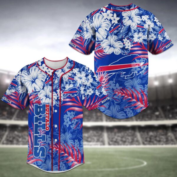 Buffalo Bills Floral Print Baseball Jersey 1