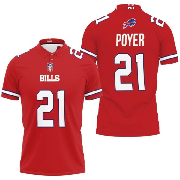 Buffalo Bills Jordan Poyer 21 Great Player Nfl American Football Red Color Rush Jersey Style Polo 1