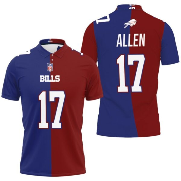 Buffalo Bills Josh Allen 17 Great Player Nfl Vapor Limited Royal Red Two Tone Jersey Style Polo 1