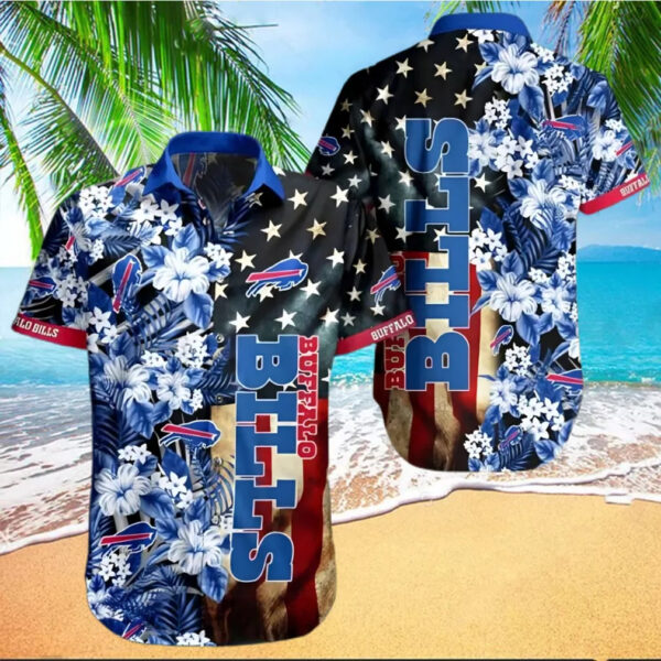 Buffalo Bills Star Spangled Floral Hawaiian 1