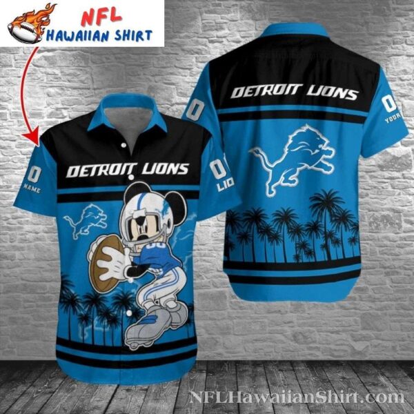 Cartoon Gridiron Customizable Detroit Lions Mickey Hawaiian 1