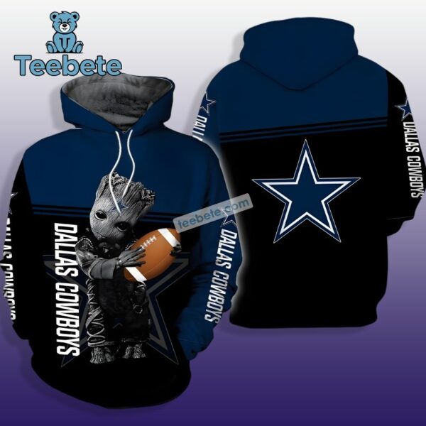 Dallas Cowboys Groot Black Blue Christmas 3D Hoodie 1