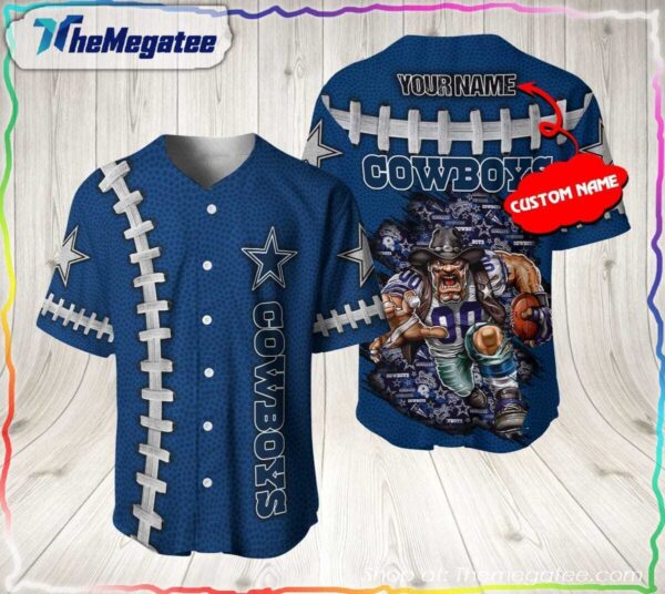 Dallas Cowboys Mascot 3D Baseball Jersey Style 1