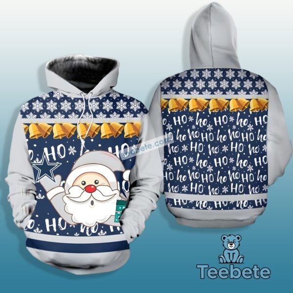 Dallas Cowboys Santa Claus Christmas Blue White 3D Hoodie 1