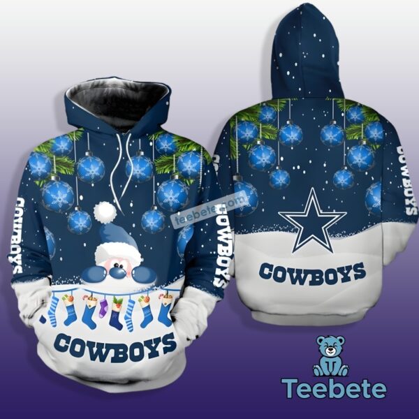 Dallas Cowboys Santa Claus Stockings Christmas Blue 3D Hoodie 1