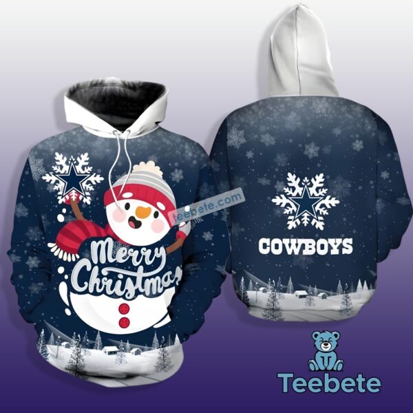 Dallas Cowboys Snowman Christmas Blue White 3D Hoodies 1