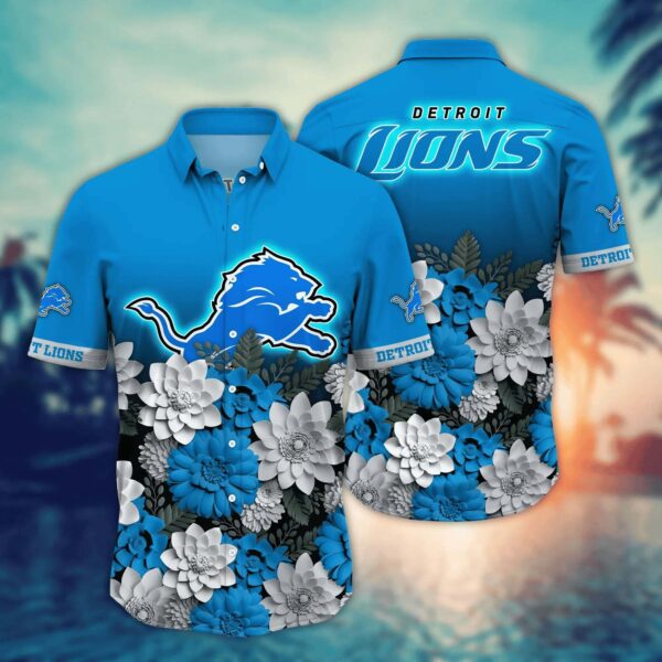 Detroit Lions Floral Fade Hawaiian 1