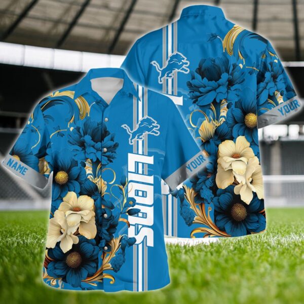 Detroit Lions Floral Fusion Hawaiian 1