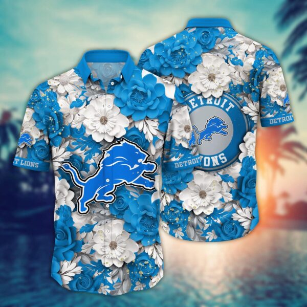 Detroit Lions Floral Victory Hawaiian 1