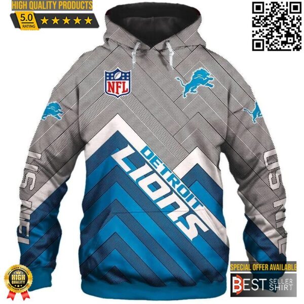 Detroit Lions Football 3D Logo Hoodie Nfl 3D 1