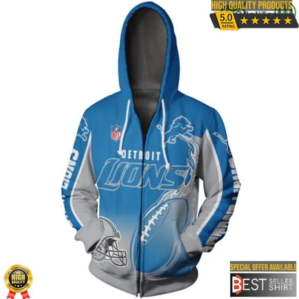 Detroit Lions Football Logo 3D Hoodie Nfl 1